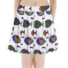 Fish Abstract Colorful Pleated Mini Skirt