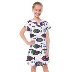 Fish Abstract Colorful Kids  Drop Waist Dress