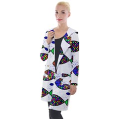 Fish Abstract Colorful Hooded Pocket Cardigan