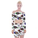 Fish Abstract Colorful Off Shoulder Top with Mini Skirt Set View1