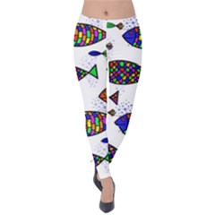 Fish Abstract Colorful Velvet Leggings