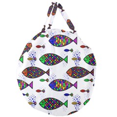 Fish Abstract Colorful Giant Round Zipper Tote