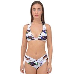 Fish Abstract Colorful Double Strap Halter Bikini Set