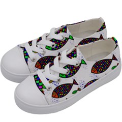 Fish Abstract Colorful Kids  Low Top Canvas Sneakers