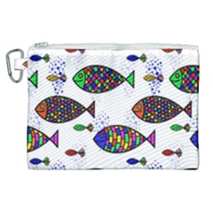 Fish Abstract Colorful Canvas Cosmetic Bag (xl)