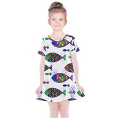 Fish Abstract Colorful Kids  Simple Cotton Dress