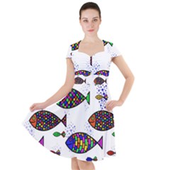 Fish Abstract Colorful Cap Sleeve Midi Dress by Maspions