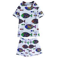 Fish Abstract Colorful Kids  Swim T-shirt And Shorts Set