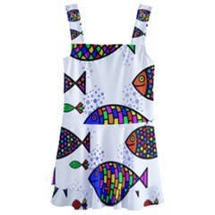 Fish Abstract Colorful Kids  Layered Skirt Swimsuit