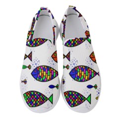 Fish Abstract Colorful Women s Slip On Sneakers