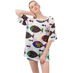 Fish Abstract Colorful Oversized Chiffon Top