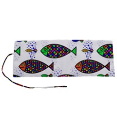 Fish Abstract Colorful Roll Up Canvas Pencil Holder (s)