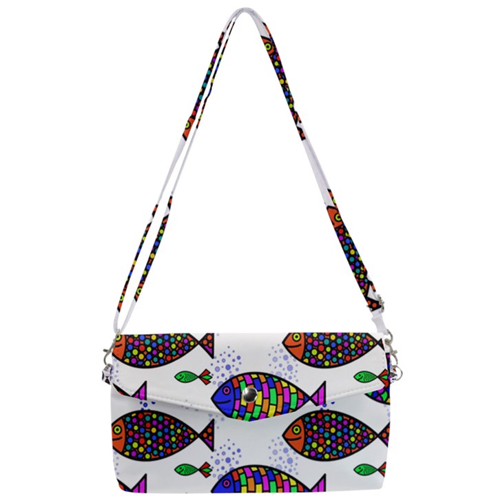 Fish Abstract Colorful Removable Strap Clutch Bag