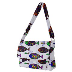 Fish Abstract Colorful Full Print Messenger Bag (m)