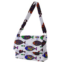 Fish Abstract Colorful Full Print Messenger Bag (l)