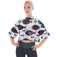 Fish Abstract Colorful Mock Neck T-shirt