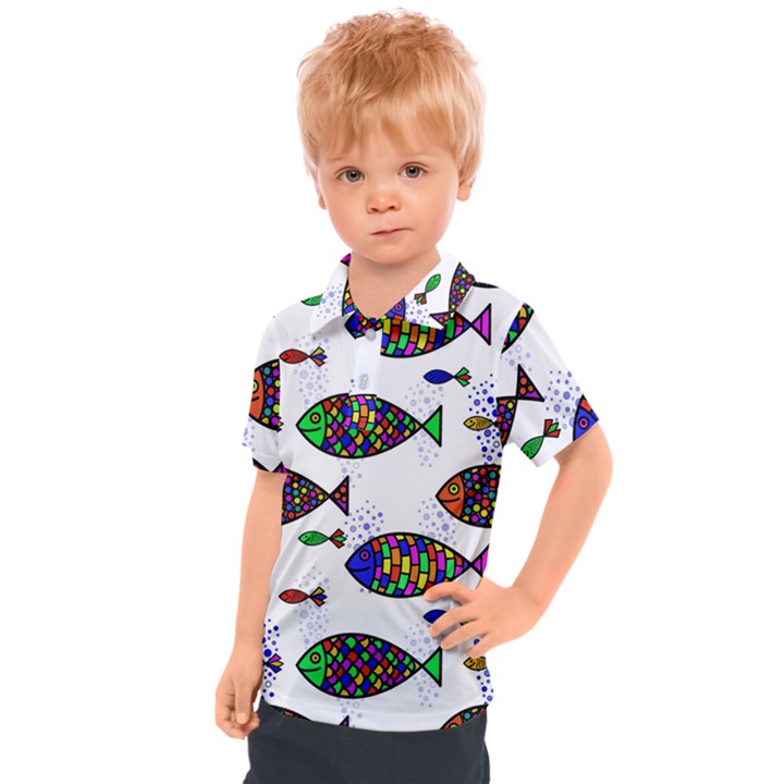 Fish Abstract Colorful Kids  Polo T-Shirt