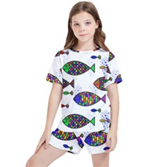 Fish Abstract Colorful Kids  T-shirt And Sports Shorts Set by Maspions