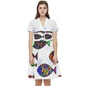 Fish Abstract Colorful Short Sleeve Waist Detail Dress View1