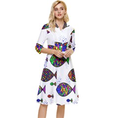 Fish Abstract Colorful Classy Knee Length Dress by Maspions