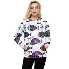 Fish Abstract Colorful Women s Lightweight Drawstring Hoodie