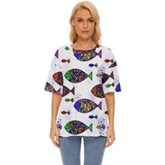 Fish Abstract Colorful Oversized Basic T-shirt