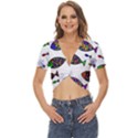 Fish Abstract Colorful Twist Front Crop Top View1