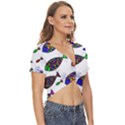 Fish Abstract Colorful Twist Front Crop Top View3