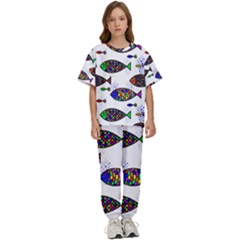 Fish Abstract Colorful Kids  T-shirt And Pants Sports Set