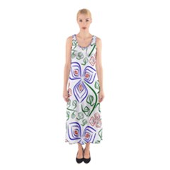 Bloom Nature Plant Pattern Sleeveless Maxi Dress