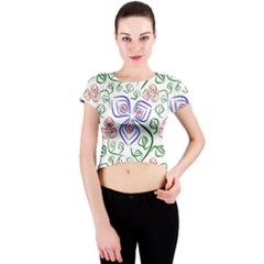 Bloom Nature Plant Pattern Crew Neck Crop Top by Maspions