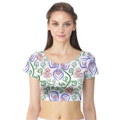 Bloom Nature Plant Pattern Short Sleeve Crop Top