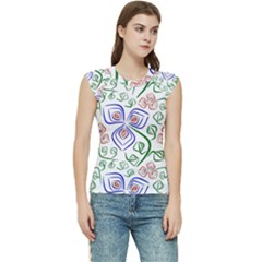 Bloom Nature Plant Pattern Women s Raglan Cap Sleeve T-shirt