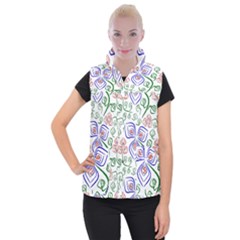 Bloom Nature Plant Pattern Women s Button Up Vest