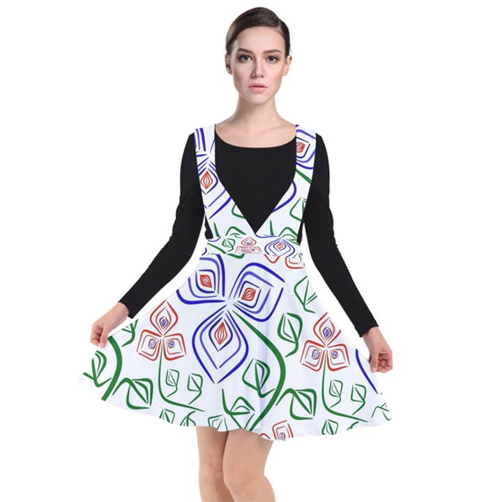 Bloom Nature Plant Pattern Plunge Pinafore Dress