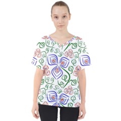 Bloom Nature Plant Pattern V-neck Dolman Drape Top by Maspions