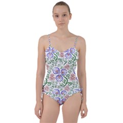 Bloom Nature Plant Pattern Sweetheart Tankini Set