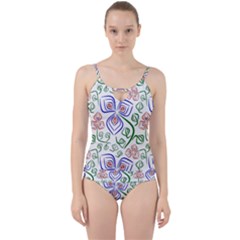 Bloom Nature Plant Pattern Cut Out Top Tankini Set