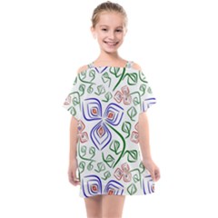 Bloom Nature Plant Pattern Kids  One Piece Chiffon Dress