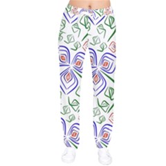 Bloom Nature Plant Pattern Women Velvet Drawstring Pants