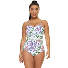 Bloom Nature Plant Pattern Retro Full Coverage Swimsuit by Maspions