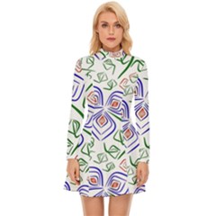 Bloom Nature Plant Pattern Long Sleeve Velour Longline Dress