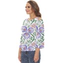 Bloom Nature Plant Pattern Cut Out Wide Sleeve Top View2