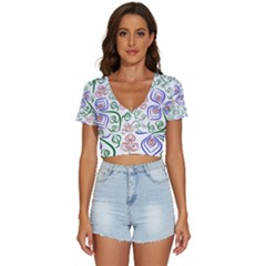 Bloom Nature Plant Pattern V-neck Crop Top by Maspions