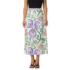 Bloom Nature Plant Pattern Classic Midi Chiffon Skirt