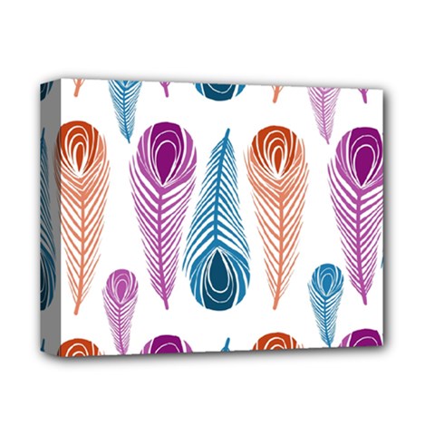 Pen Peacock Colors Colored Pattern Deluxe Canvas 14  X 11  (stretched) by Maspions