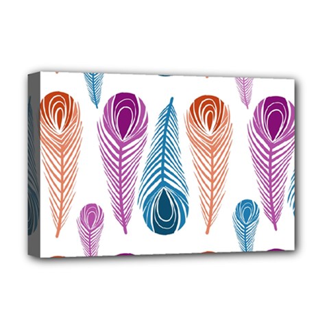 Pen Peacock Colors Colored Pattern Deluxe Canvas 18  X 12  (stretched) by Maspions