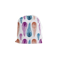 Pen Peacock Colors Colored Pattern Drawstring Pouch (small)