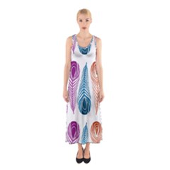 Pen Peacock Colors Colored Pattern Sleeveless Maxi Dress