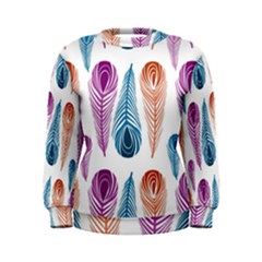 Pen Peacock Colors Colored Pattern Women s Sweatshirt